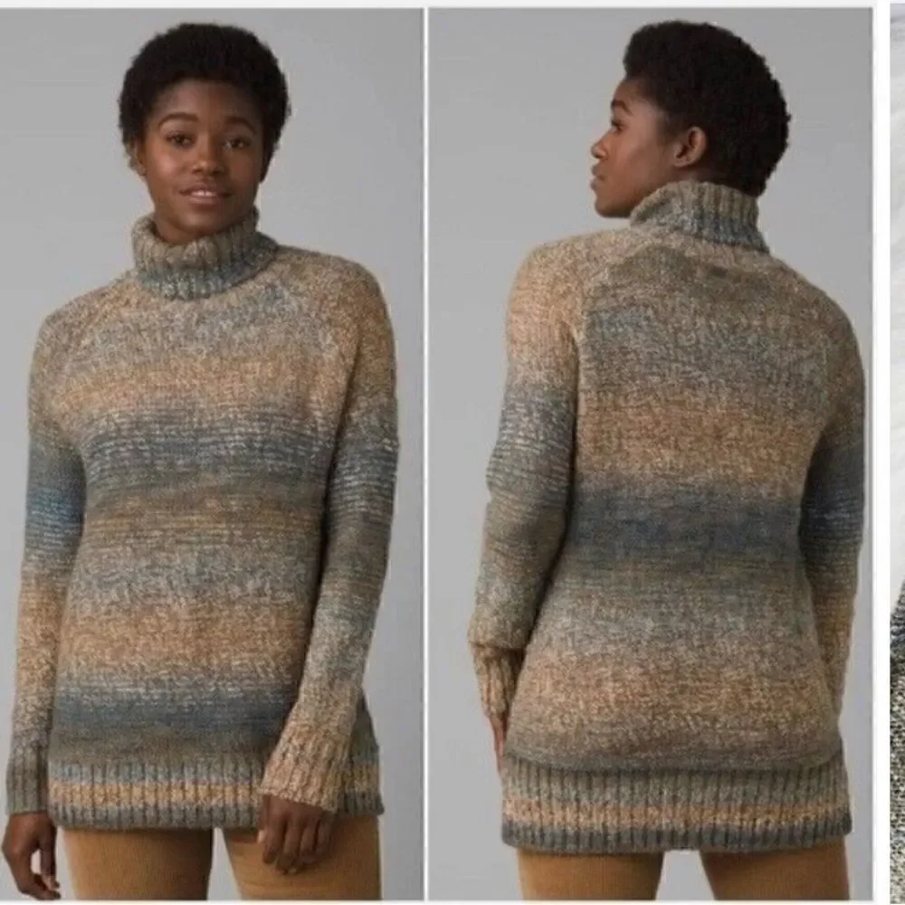 NWT Prana Women's Multi Autum Rein Turtleneck Tunic Sweater Size M Danish Blue